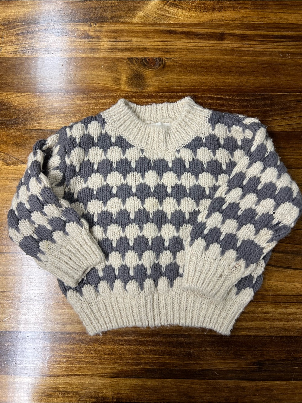 Rylee & Cru Cozy Chunky Knit Patterned Sweater - Cream & Gray